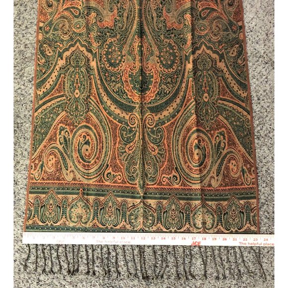 Talbots Scarf Used Large Oranges Greens *No Material Tag - Picture 10 of 16